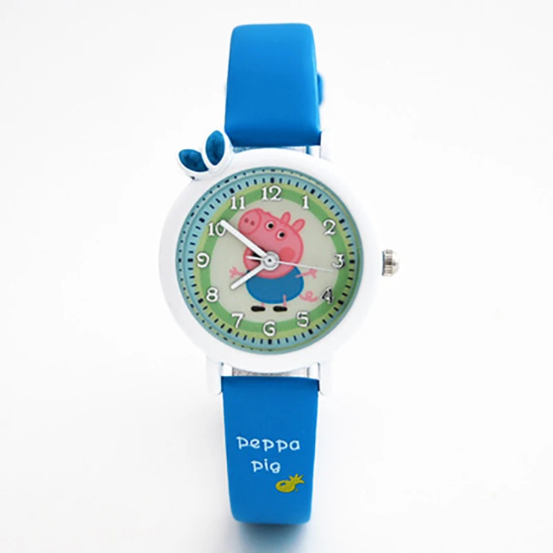 Peppa Pig мультфильм рисунок игрушечные часы детские электронные водонепроницаемые часы развивающие игрушки кожаный ремешок Кварцевые часы для мальчиков и девочек подарок для детей