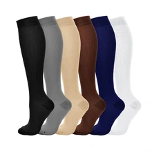 Компрессионные носки, компрессионные чулки для мужчин и женщин 15-20 мм рт. Ст., для бега, спорта, путешествий, компрессионные чулки, разноцветные нейлоновые черные белые носки