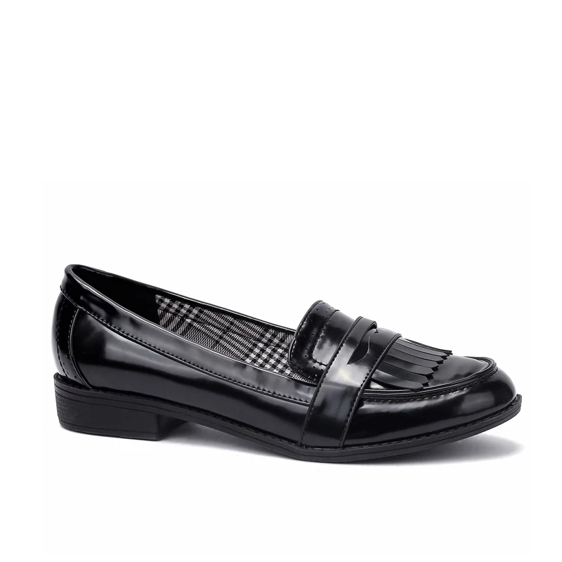 

Maxmuxun Flats Women Shoes Bowtie Loafers Patent Leather Female Low Heels Slip On Footwear Pointed Toe Thick Heel
