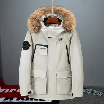 

-30 Degree Winter Down Jacket Men Fashion Hooded Collar With Big Fur Windbreaker Keep Warm Down Coat Male M-XXXL Thicken Coat