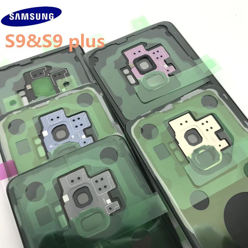 Samsung Galaxy S9 G960 S9 plus 965 задняя крышка батарейного отсека задняя крышка Корпус Запасные части+ Ушная камера стеклянная рамка объектива
