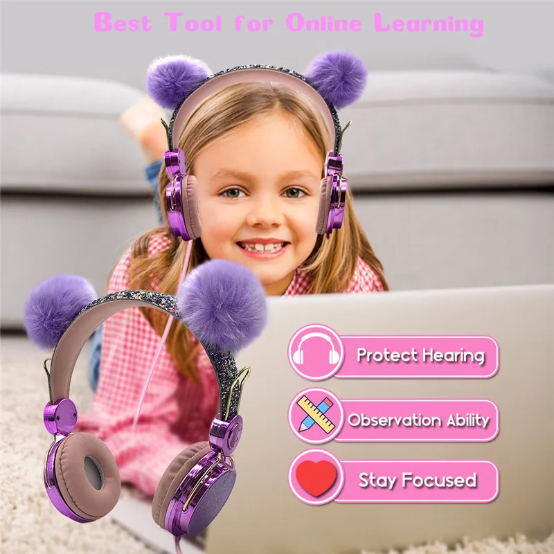 Kid Wired Headphone with Microphone 3 5mm Music Stereo Online Lesson Earphone Computer Mobile Phone Gamer Cat Headsets Girl Gift
