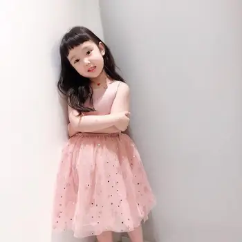 

Girls party dress pink black color tutu summer girls dresses