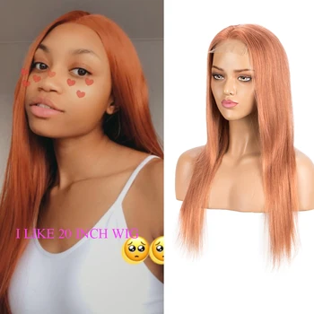 

Sleek Human Hair Wigs 4x4 Lace Closure Wig Orange Blonde Brazilian Hair Straight Bob 10 Inch Short Cosplay Wig For Women Fast