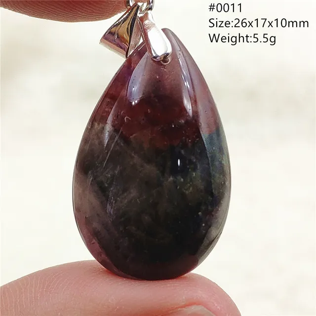 Genuine Natural Cacoxenite Auralite 23 Purple Red Pendant Water Drop Rutilated Bead Women Men AAAAAA 0011