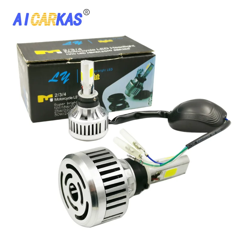 AICARKAS Универсальный COB светодиодный фара для мотоцикла H4 HS1 BA20D P15D H6 25W 2200LM DC12V 24V
