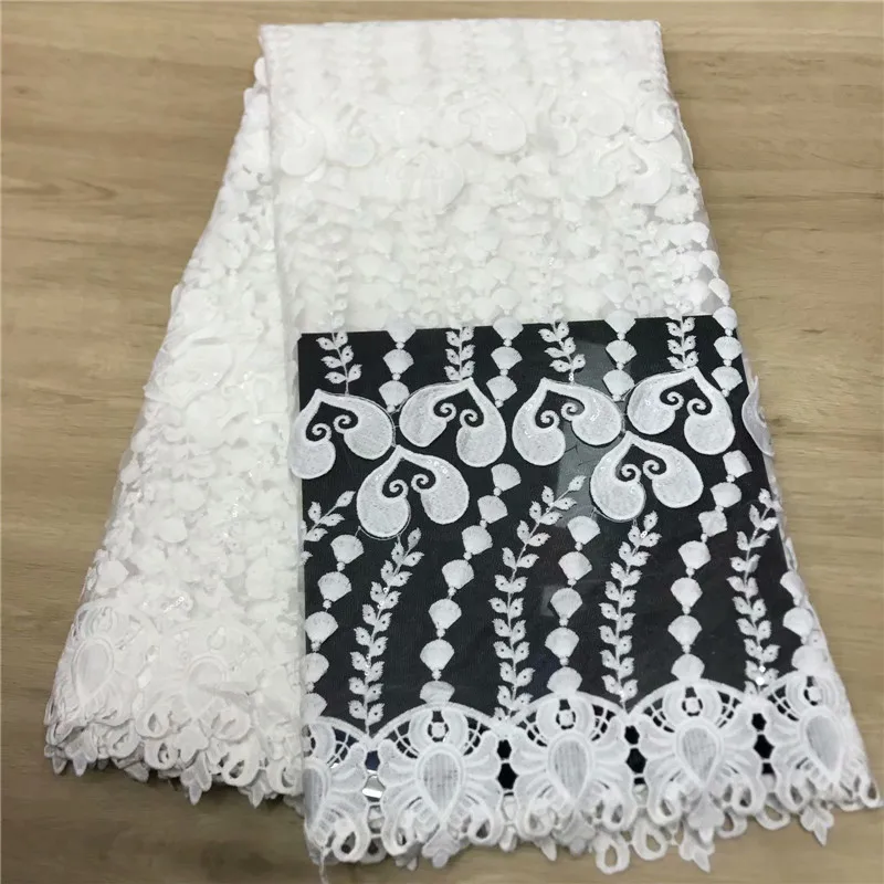 Latest Nigerian Tulle Lace white Milk silk French Net sequins Fabric For Wedding Embroidery African | Дом и сад