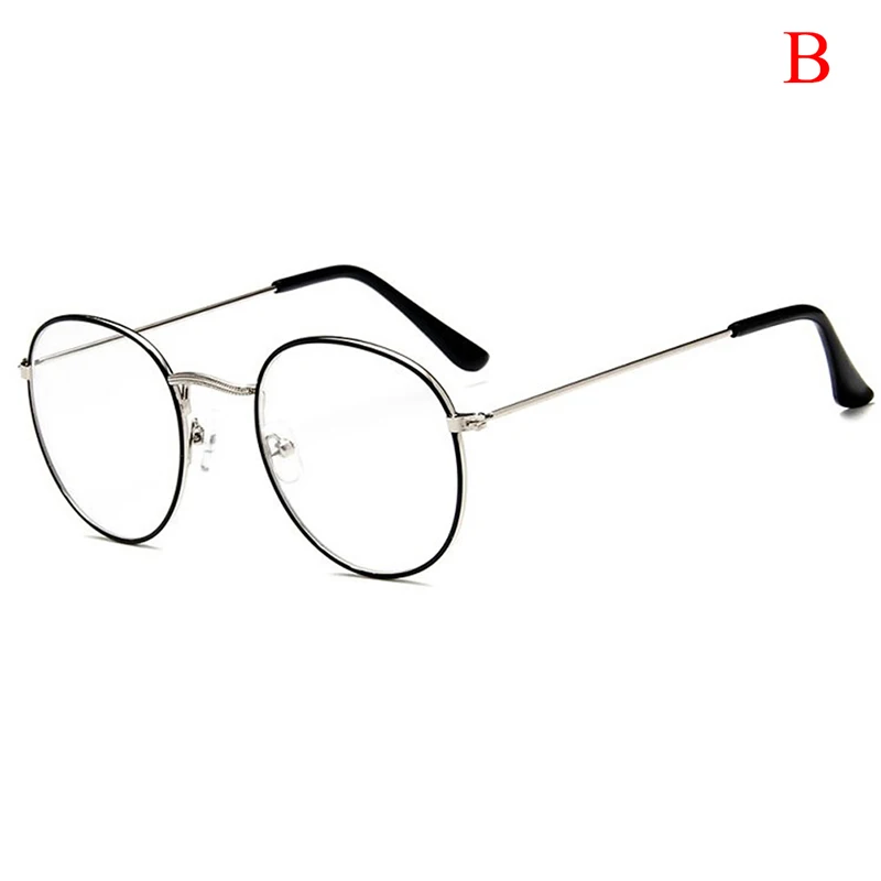 1pc Unisex Retro Round Metal Frame Eyeglasses Fashion Circle Original Clear Lens Men Women Eye Glasses Multistyle