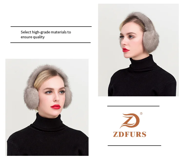 ZDFURS * модные меховые наушники из натуральной норки женские удобные теплые наушники для девочек зимние норковые наушники
