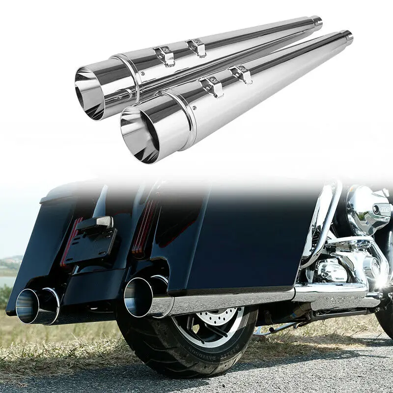 XMT-MOTO 4 Megaphone Muffler Exhaust Pipes For Harley Electra Glide Road King 1995-2016 
