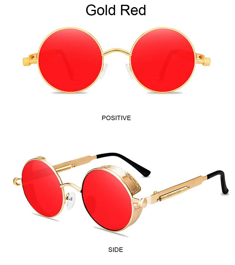 Óculos de sol steampunk vintage redondos design retrô_voghion.com