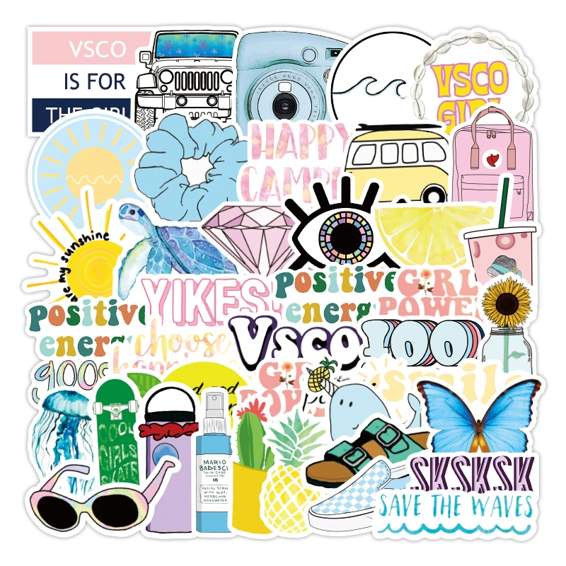 

50Pcs VSCO Stickers Pink Cool Waterproof Stickers For Laptop Skateboard Motorcycle car Pack Decal Girls Stickers