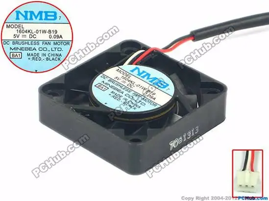 

NMB-MAT 1604KL-01W-B19 BA1 DC 5V 0.09A 3-Wire 40x40x10mm Server Cooling Fan