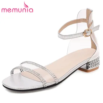 

MEMUNIA 2020 new arrive beach casual shoes women sandals buckle crystal pvc transparent low heel sandals ladies big size 43