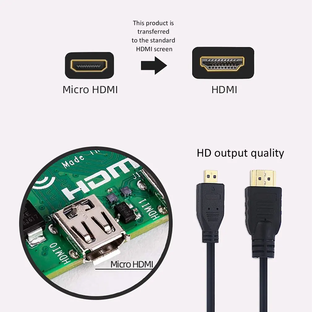 Черный микро HDMI к HDMI кабель 1,5 м 4 к микро HDMI к HDMI Переходный кабель для Raspberry Pi 4 Модель B