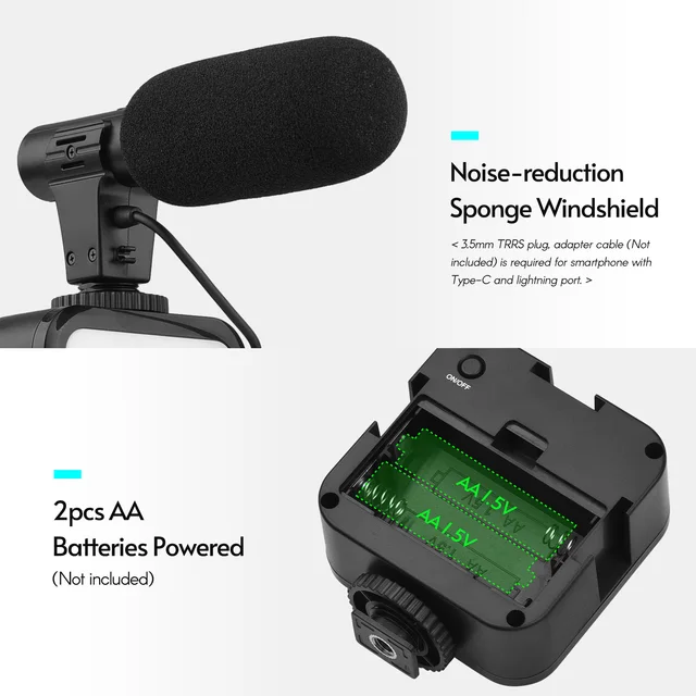 Andoer Smartphone Vlogging Kit Video Recording Equipment with Tripod Mic LED Video Light for Phone Youtube Set Vlogger Kit 4