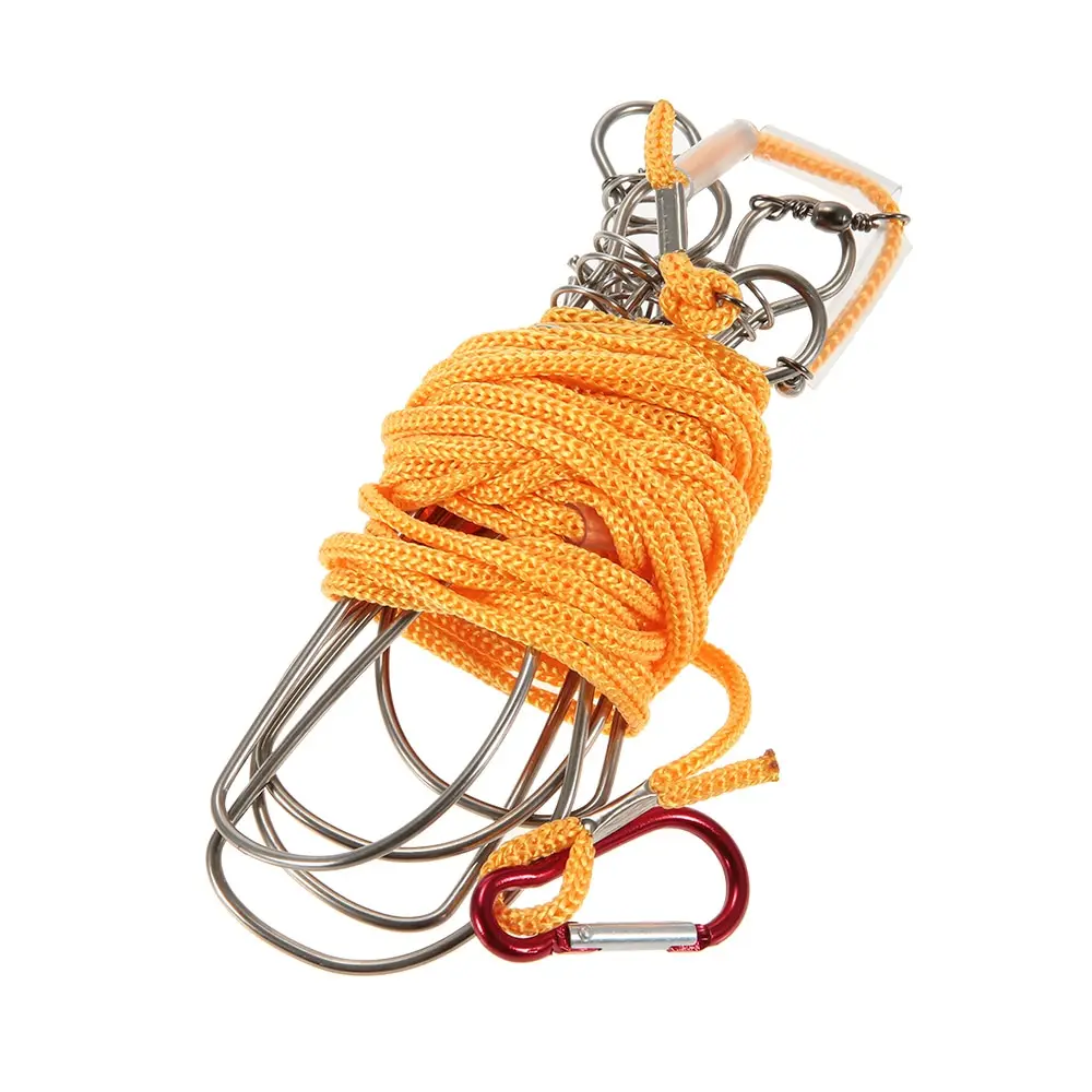 

5 Snaps Stainless Steel Fish Stringer Rope Lanyard Stainless Steel Ropes Float Fish Stringer Fishing Lock for Accessories Tackle