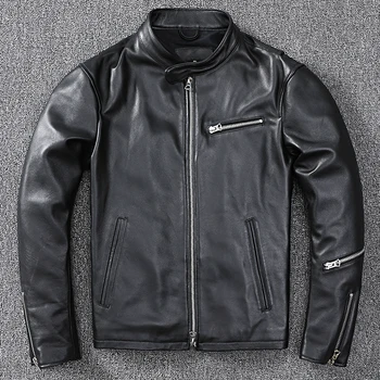 

leather Free arrival coat.biker quality genuine leather Jacket,mens soft slim sheepskin clothing.wholesales