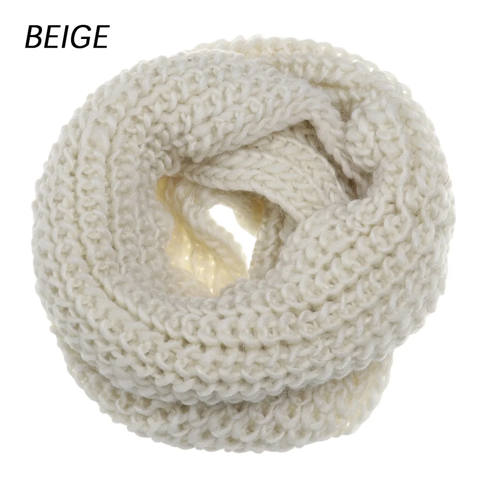 beige 1 шт., унисекс, мягкий вязаный шерстяной шарф с круглым воротником, толстая шаль, накидка на шею, воротник-хомут, Осень-зима, теплые аксессуары для улицы - Цвет: beige