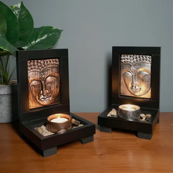 

Buddhist Mood Candlestick Household Southeast Asian Style Buddha Statue Handmade Beauty Salon SPA Decoration Sand Table Ornament