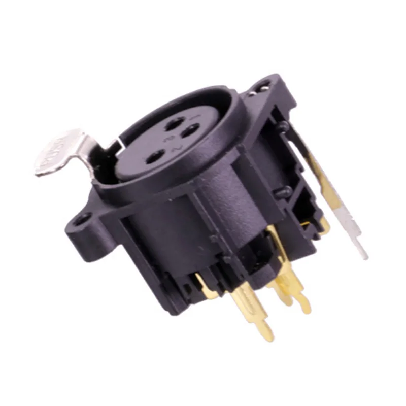 10 шт./лот 3 Pin XLR штекер Панель Крепление Позолоченные полюса прямые контакты