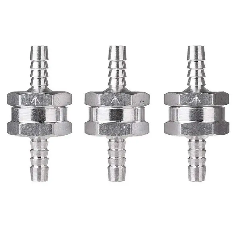 

3Pcs 6mm 1/4 inch Chorme Aluminum Fuel Non Return One Way Check Valve Petrol Crude Oil, Fuel Check Valve for Water Petrol Crude