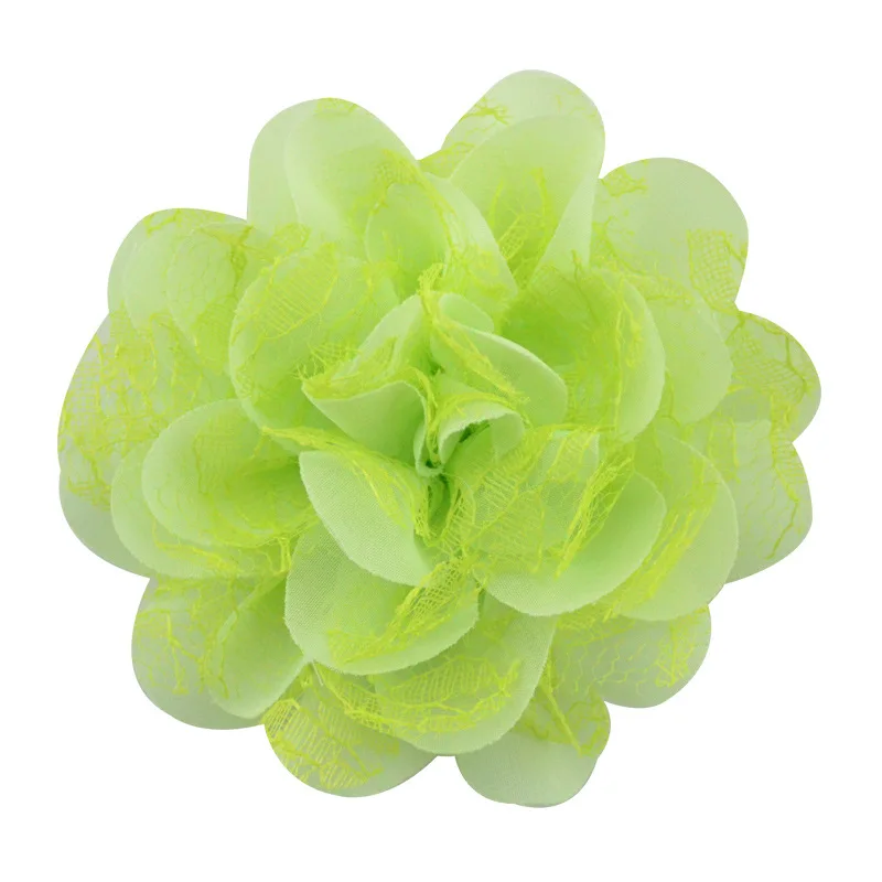 green 10 шт./лот " шифоновый кружевной цветок для маленьких девочек аксессуары для волос ручной работы DIY ткань цветок для детей детские головные уборы - Цвет: green