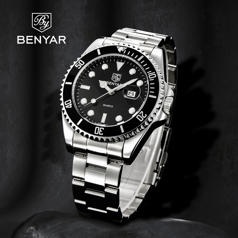 

Мужские водонепроницаемые кварцевые часы из нержавеющей стали, в стиле милитари