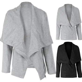 

Fashion Solid Color jackets women Zipper Lapel Autumn Winter Women Long Sleeve jacket Pullover Coat chaqueta mujer veste femme