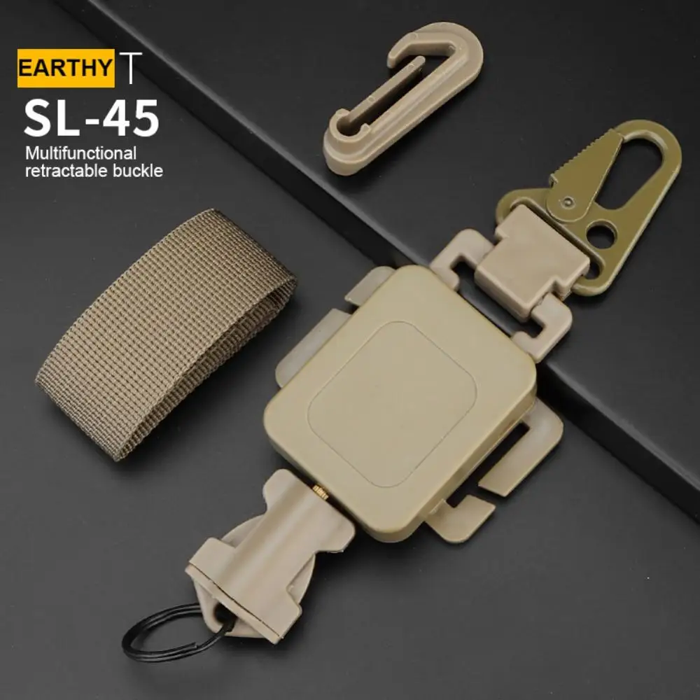 2 In 1 Outdoor Anti-theft Telescopic Buckle Tactical Lightweight Pouch & Keychain Holder EDC Retractable Spring Rope