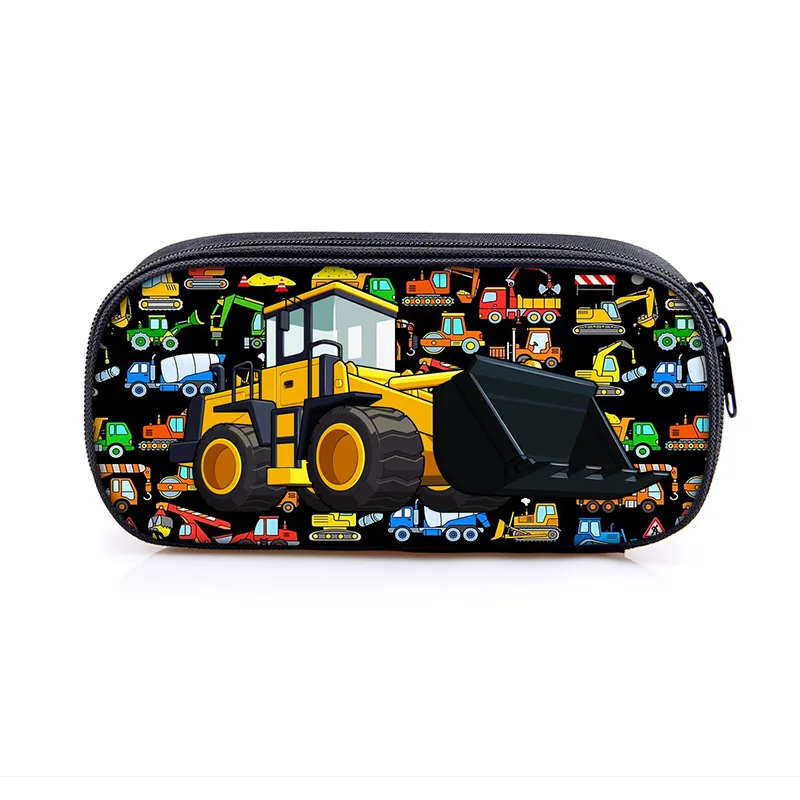 Cartoon Fire Truck Excavator Crane Cosmetic Case Pencil Bag Kids Stationary Bag Engineering Vehicle Pencil Box School Supplies 4