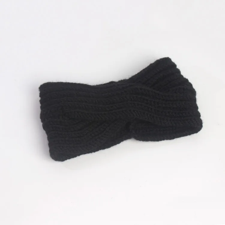 Зимние теплые вязаные женские повязки для волос ins женские аксессуары для волос - Цвет: black