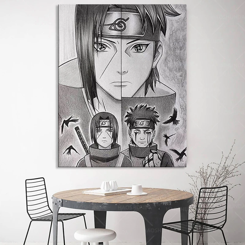 Naruto Preto e Branco - Ilustração Digital