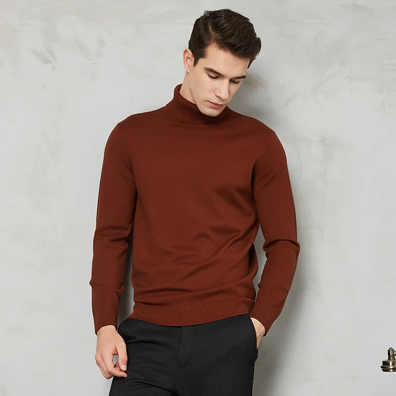 Winter Men's Turtleneck Sweater Thicken Warm Fashion Solid Color Youth Casual Soft 8-color Sweater Male Brand Clothes