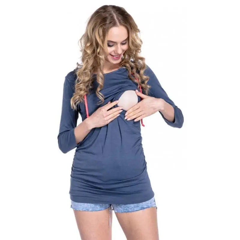 Летние женские футболки для беременных кормящих мам Одежда для грудного вскармливания беременных женщин рубашка с коротким рукавом 7479