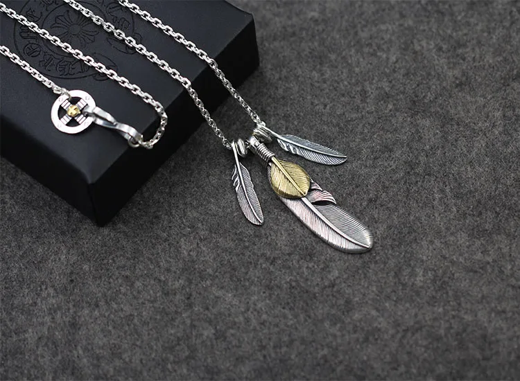 s925 sterling silver pendant necklace personality fashion style feathers shape cross round bird set to send lover's gift