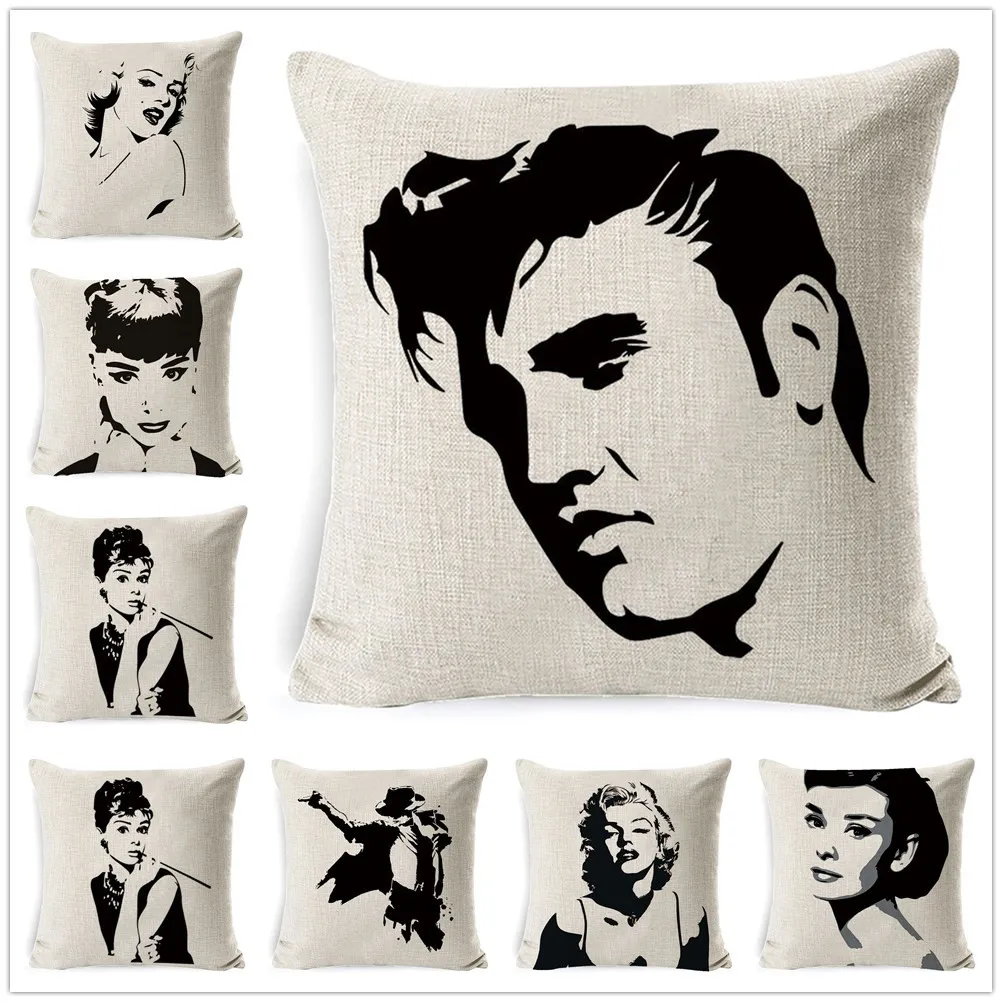 18 дюймов квадратный знаменитый Elvis Presley наволочка из хлопка и льна Мэрилин Монро