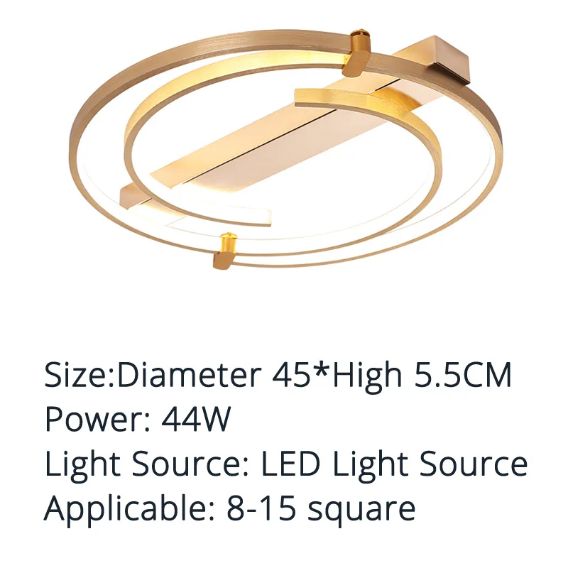 Потолочные светильники Золотой корпус круглый/квадратный для спальни гостиной дистанционное управление светодиодные лампы - Цвет корпуса: round  45x5.5cm