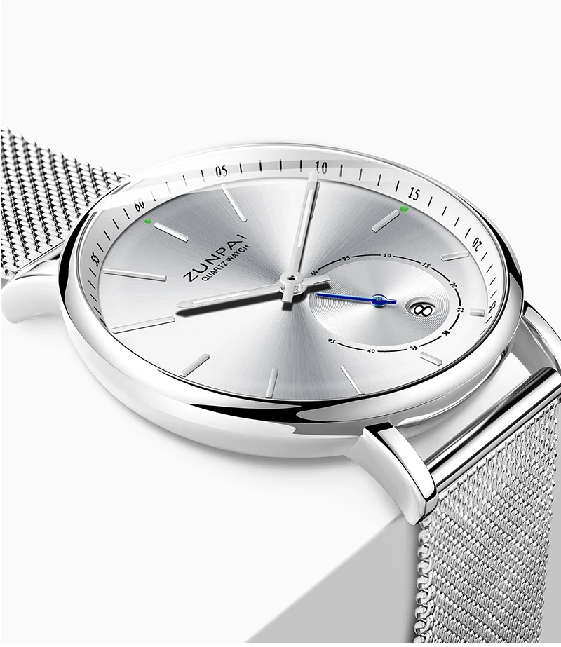 ZUNPAI Mens Watches Top Brand Luxury Waterproof Ultra Thin Date Clock Male Steel Strap Casual Quartz Watch Men WristWatch