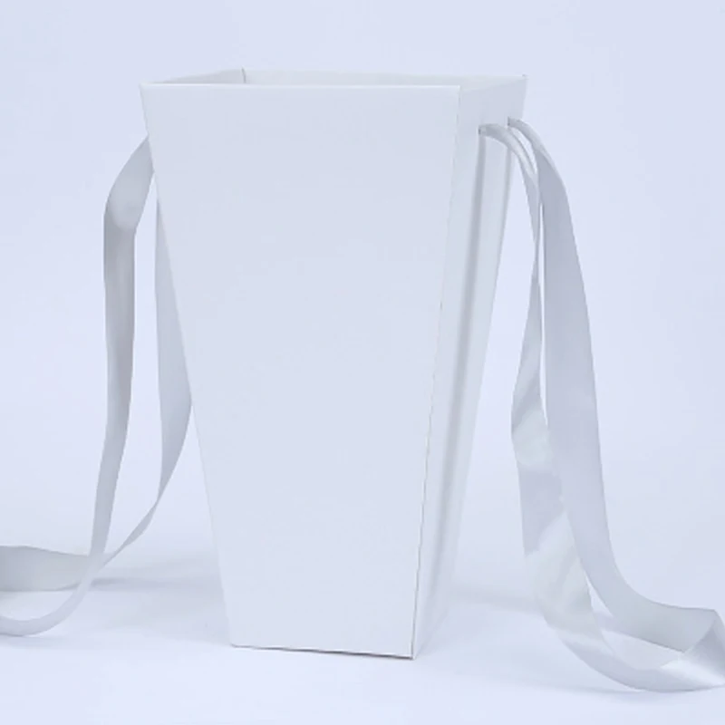 Чистый цвет цветок бумажные коробки с рукоять объятия ведро флорист подарочная упаковка коробки вечерние подарочная упаковка картон - Цвет: A7-Milk White