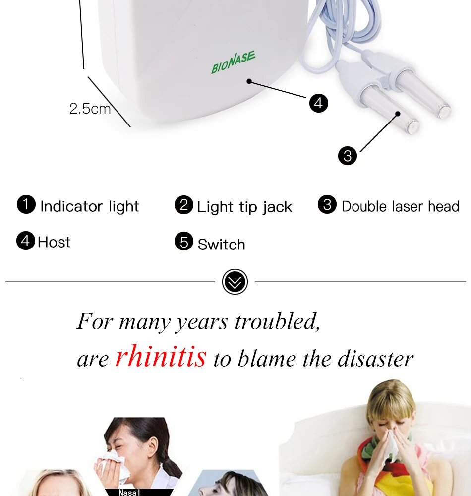 Прокси BioNase аппарат для ухода за носом для носа, для лечения ринитов, лечение синусита, терапия, массаж, Сенная температура, низкочастотный импульсный лазер