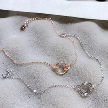 Модные серебряные розовые золотые двойные круглые браслеты для Женский браслет-цепочка браслет ювелирные изделия pulseras mujer браслет femme