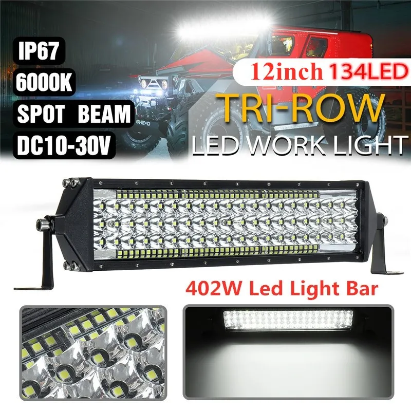 

12Inch 134LED 402W Led Light Bar Spotlight Flood Beam 4x4 offroad lights for Offroad Boat Tractor Truck SUV ATV Car Work Light