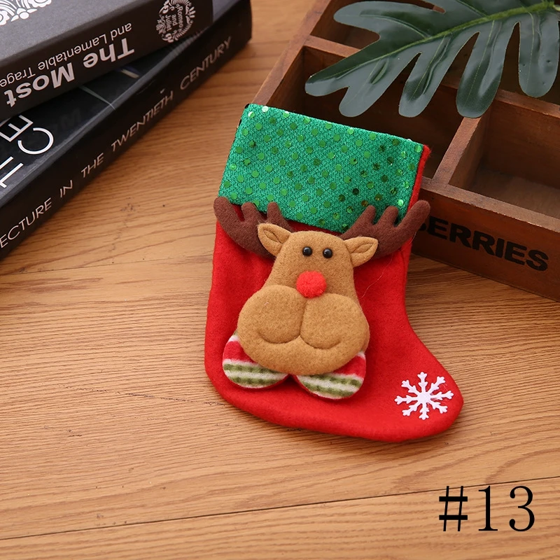 Рождественские носки детские конфеты мешок орнамент с рождественской елкой украшения кулон для дома Санта Клаус маленькие подарочные
