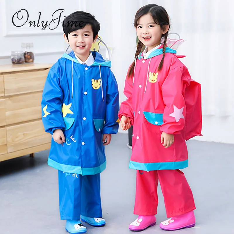 Only Jime/детский Модный водонепроницаемый костюм, плащ с капюшоном, детский Цельный Дождевик с рисунком, дорожный детский дождевик, комплект дождевиков