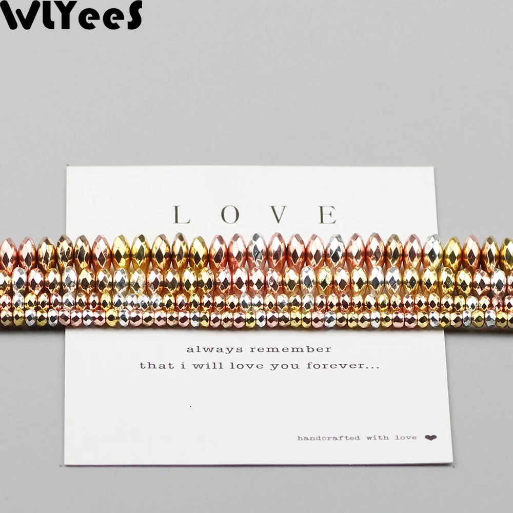 WLYeeS, 3, 4, 6, 8 мм, серебрянное покрытие, розовое золото, гематит, бисер, плоский круглый камень, шарм, разделитель, свободные бусины для изготовления ювелирных изделий, браслетов, сделай сам