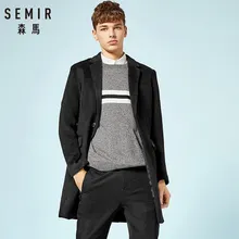 SEMIR мужское шерстяное пальто с пуговицами на манжетах, мужское пальто с открытым нагрудным карманом, шелковистая подкладка из полиэстера для зимы