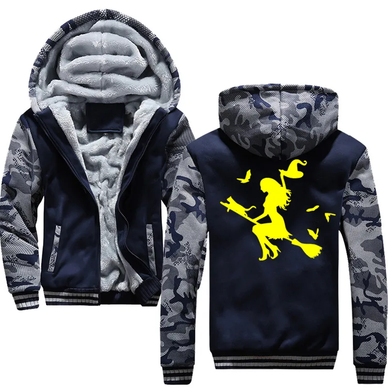 Новинка XXXXL, модная толстовка с капюшоном «ведьма» на палочке, куртка для мужчин, зимний теплый Свитшот флисовый, Толстая куртка с капюшоном, пуловер