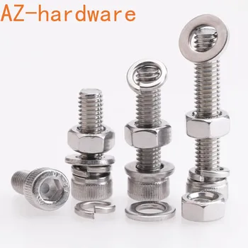 

M8M10M12 stainless steel 304 cup head hexagonal bolt nut gasket set large full gasket combination 10PCS