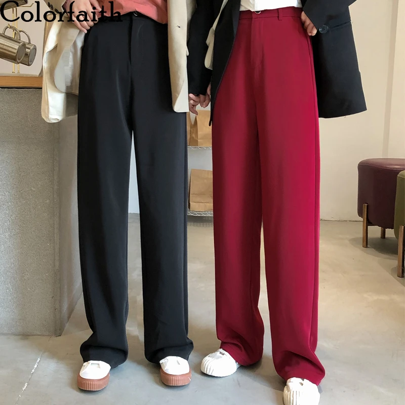 Colorfaith New 2020 Spring Summer Women Pants Straight High Waist Loose Office Korean Style Pockets Casual Long Trousers P913 Colorfaith New 2020 Spring Summer Women Pants Straight High Waist Loose Office Korean Style Pockets Casual Long Trousers P913